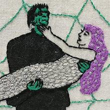 Load image into Gallery viewer, Modern Embroidery, Wall Art, Hoop Art, Frankenstein &amp; the Mermaid - VIntageMadbyM