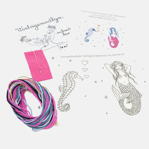 Stick and Stitch mini-Embroidery Kit, The Seahorse and the Mermaid - VintageMadbyM