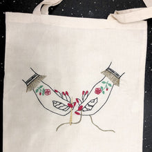 Load image into Gallery viewer, Victorian Hands Sew Tote Bag - Embroidery - VintageMadbyM