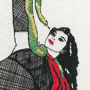 Modern Embroidery, Wall Art, Hoop Art, They Call my Girl the Snake Charmer - VintageMadbyM
