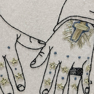 Modern Embroidery, Wall Art, Hoop Art, Tattooed Hands inspired by Mark Lanegan Hands - VintageMadbyM