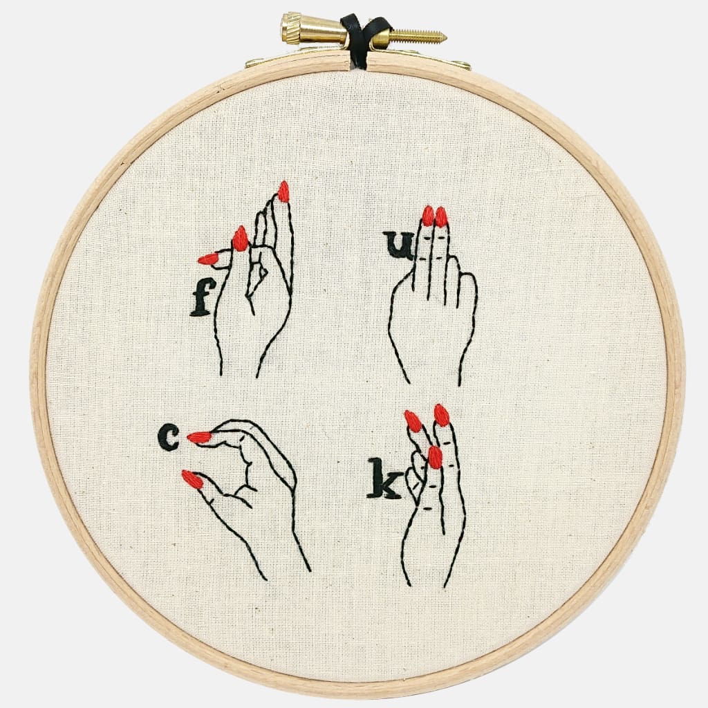 F........ Word Sign Language Embroidery Kit - VintageMadbyM