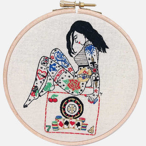 The Gambler Tattooed Lady Embroidery Kit - VintageMadbyM