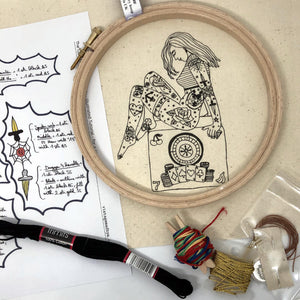 The Gambler Tattooed Lady Embroidery Kit - VintageMadbyM