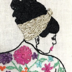 Modern Embroidery, Wall Art, Hoop Art, The Spring Tattooed Lady - VintageMadbyM