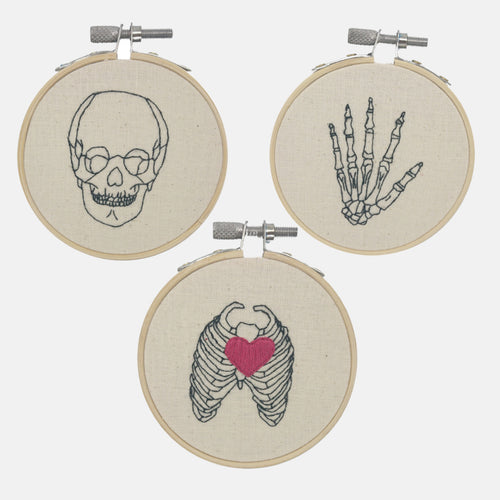 Anatomic Triptych, GIFT BOX Embroidery Kits (Skull, Hand Skeleton, Rib cage) & Goodies - VintageMadbyM