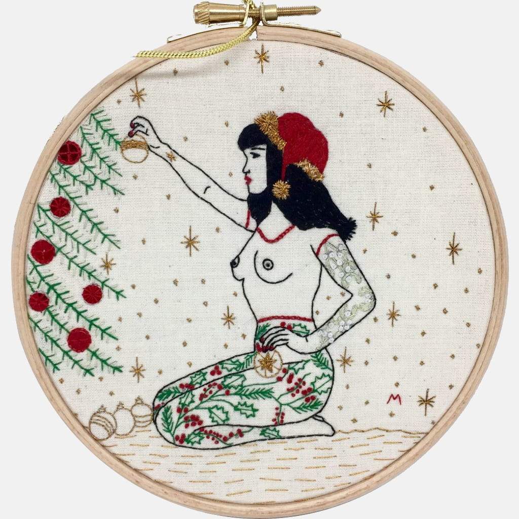 The Winter Tattooed Lady, GIFT BOX Embroidery Kit & Frida Goodies - VintageMadbyM