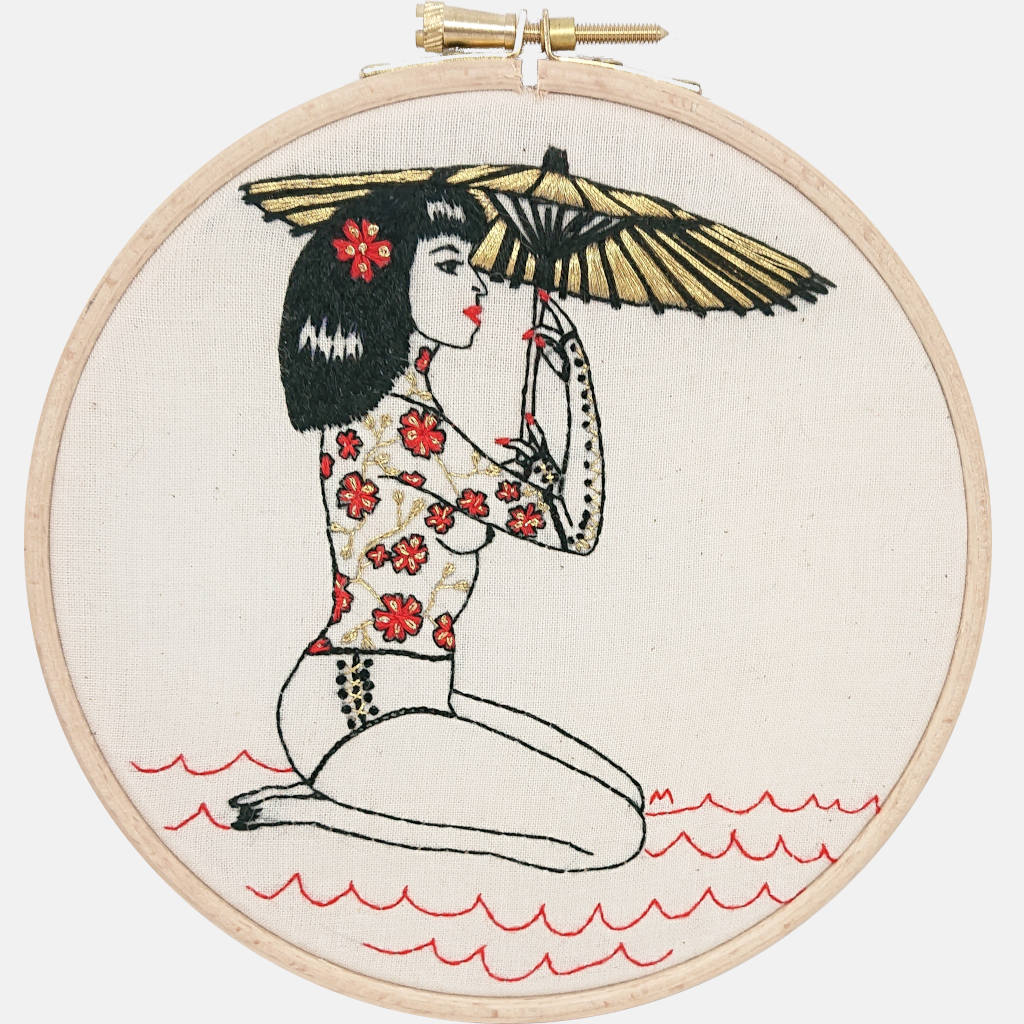 The Sakura Tattooed Lady Embroidery Kit - VintageMadbyM