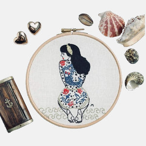 Summer Tattooed Lady Embroidery Kit - VintageMadbyM