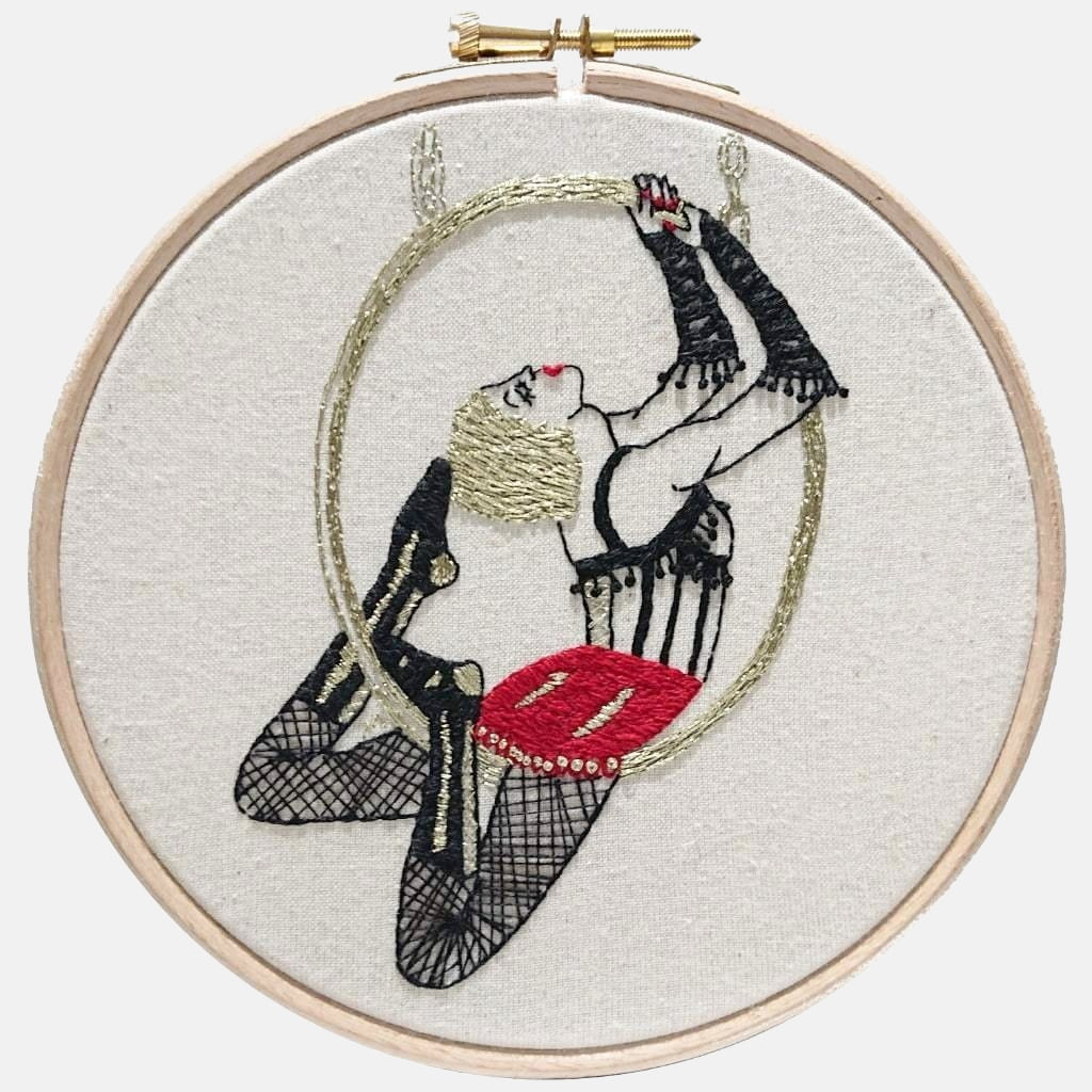 Modern Embroidery, Wall Art, Hoop Art, Aerial Circus Lady Duplicate - VintageMadbyM