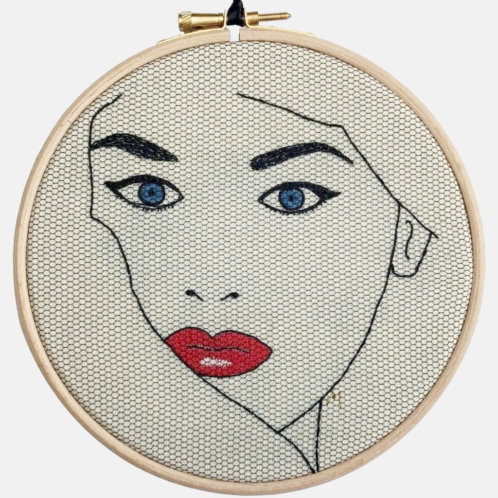 Modern Embroidery, Wall Art, Hoop Art, Femme Fatale - VintageMadbyM