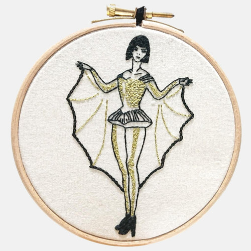 Modern Embroidery, Wall Art, Hoop Art, The Batlady, Wings of Desire - VintageMadbyM