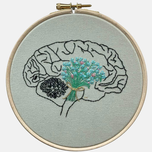 Anatomy & Botanic: Brain / Forget me not Embroidery Kit - VintageMadbyM